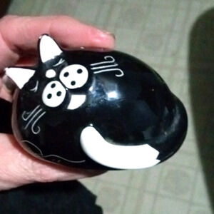 Pepper Shaker Cat Kitten Black White Vintage Lorrie Veasey Ceramic Cat Shaker